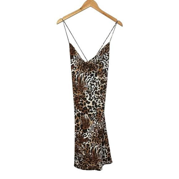 Naked Wardrobe Tiger Print Crisscross Back Slip Cocktail Dress Small Mob Wife - Picture 7 of 12